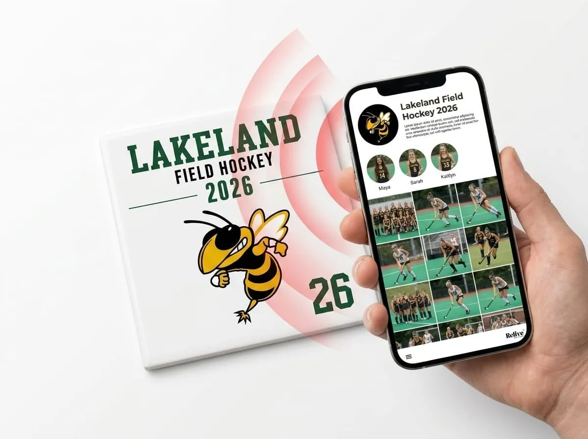 A Lakeland Team Photo Tile beside a phone showing the team album