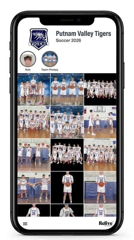 Phone showing the shared team album